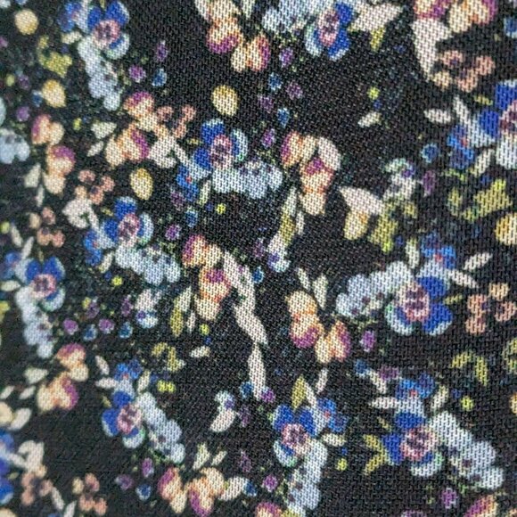 Free People Floral Mesh Material Mini Dress Puff Sleeve Low Back V Neck - Picture 7 of 7